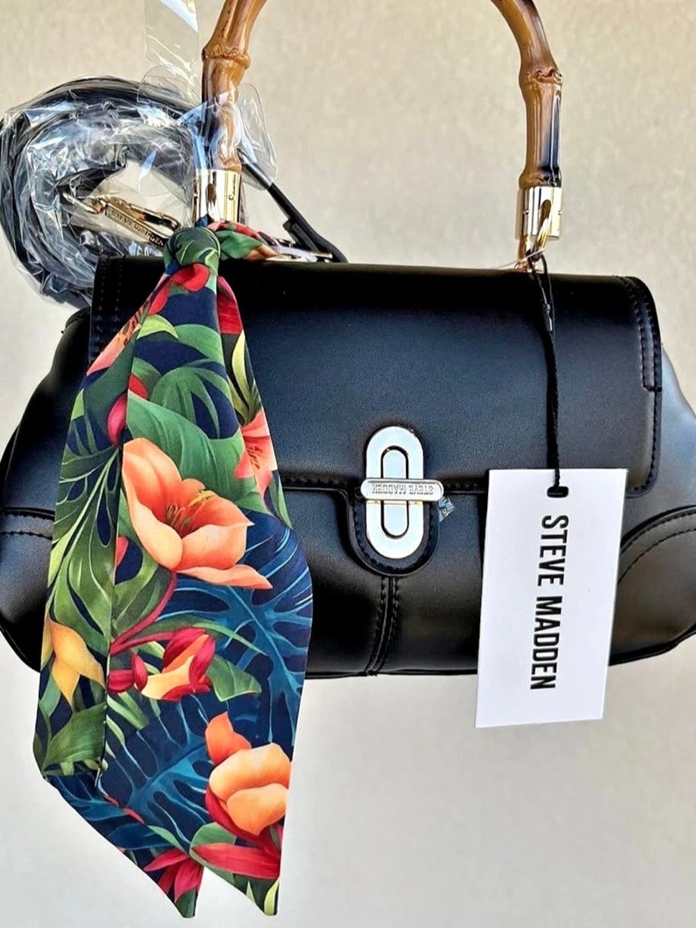 Steve Madden Evelyn Bag Black Floral Shoulder Bag